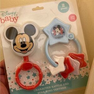 Disney Baby Mickey Mouse Character Rattle and Star Teether - Blue and Red